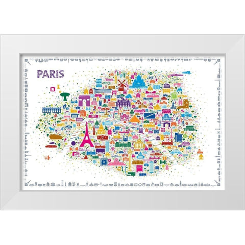 Iconic Cities-Paris White Modern Wood Framed Art Print by Esquer, Rafael