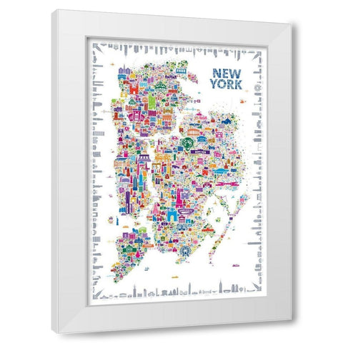 Iconic Cities-New York White Modern Wood Framed Art Print by Esquer, Rafael