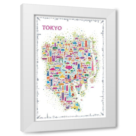 Iconic Cities-Tokyo White Modern Wood Framed Art Print by Esquer, Rafael