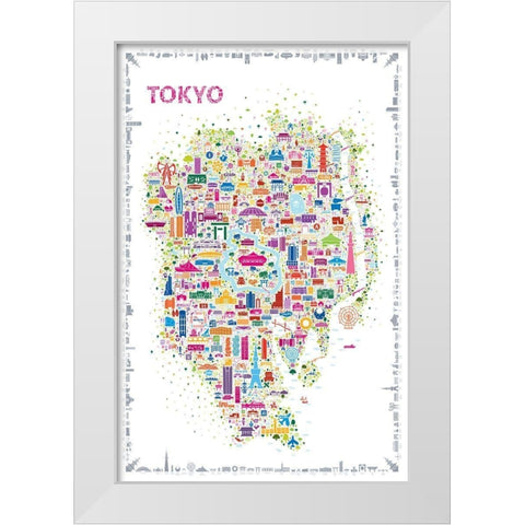 Iconic Cities-Tokyo White Modern Wood Framed Art Print by Esquer, Rafael