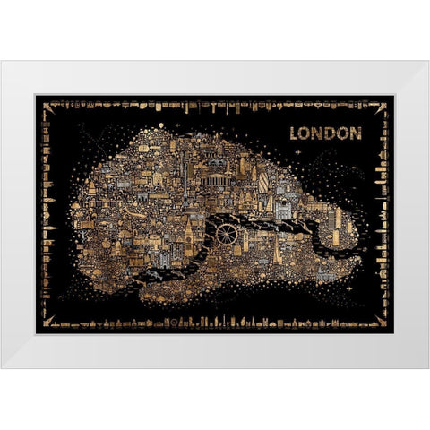 Glam Iconic Cities-London White Modern Wood Framed Art Print by Esquer, Rafael