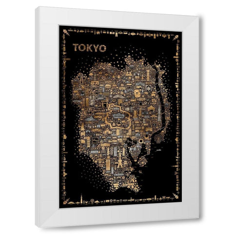 Glam Iconic Cities-Tokyo White Modern Wood Framed Art Print by Esquer, Rafael