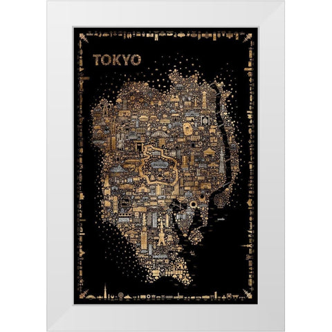 Glam Iconic Cities-Tokyo White Modern Wood Framed Art Print by Esquer, Rafael