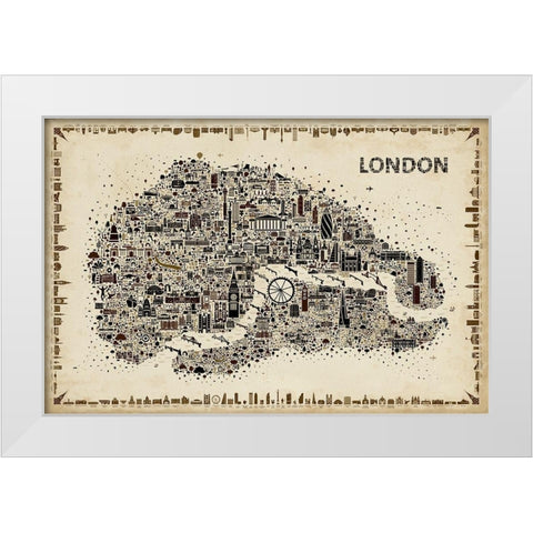 Antique Iconic Cities-London White Modern Wood Framed Art Print by Esquer, Rafael