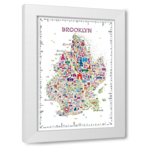 New York Collection-Brooklyn White Modern Wood Framed Art Print by Esquer, Rafael