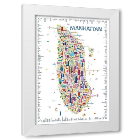 New York Collection-Manhattan White Modern Wood Framed Art Print by Esquer, Rafael