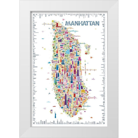 New York Collection-Manhattan White Modern Wood Framed Art Print by Esquer, Rafael