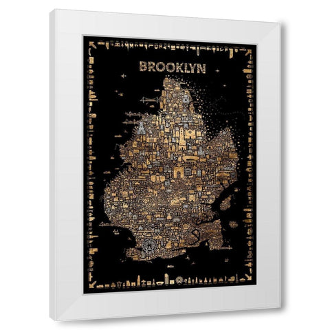Glam New York Collection-Brooklyn White Modern Wood Framed Art Print by Esquer, Rafael