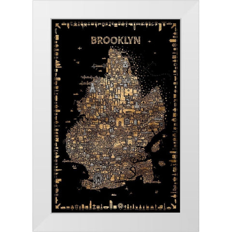 Glam New York Collection-Brooklyn White Modern Wood Framed Art Print by Esquer, Rafael