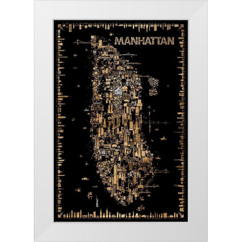 Glam New York Collection-Manhattan White Modern Wood Framed Art Print by Esquer, Rafael