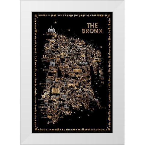 Glam New York Collection-Bronx White Modern Wood Framed Art Print by Esquer, Rafael
