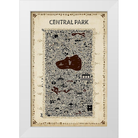 Antique New York Collection-Central Park White Modern Wood Framed Art Print by Esquer, Rafael