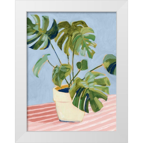 Plant on Pink II White Modern Wood Framed Art Print by Borges, Victoria