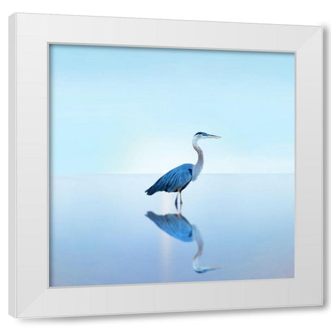 Beachscape Heron II White Modern Wood Framed Art Print by McLoughlin, James