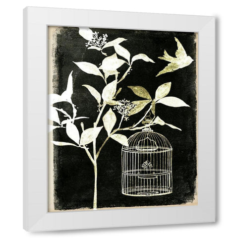 Branch and Bird I White Modern Wood Framed Art Print by Wang, Melissa