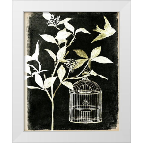 Branch and Bird I White Modern Wood Framed Art Print by Wang, Melissa