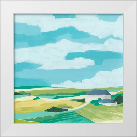 Village Valley II White Modern Wood Framed Art Print by Vess, June Erica