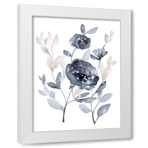 Peonies in Grey II White Modern Wood Framed Art Print by Goldberger, Jennifer