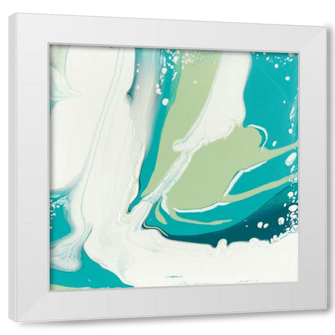 Flowing Teal II White Modern Wood Framed Art Print by Studio W