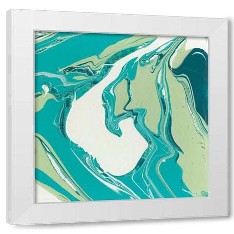 Flowing Teal IV White Modern Wood Framed Art Print by Studio W