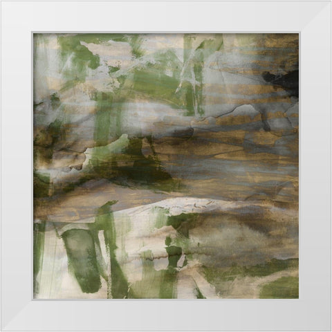 Surface in Green II White Modern Wood Framed Art Print by Jasper, Sisa