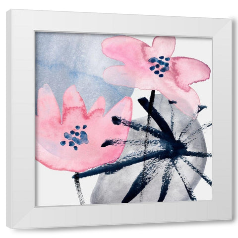 Pink Water Lilies III White Modern Wood Framed Art Print by Wang, Melissa