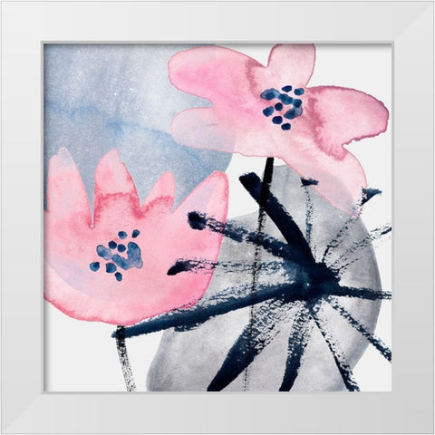 Pink Water Lilies III White Modern Wood Framed Art Print by Wang, Melissa