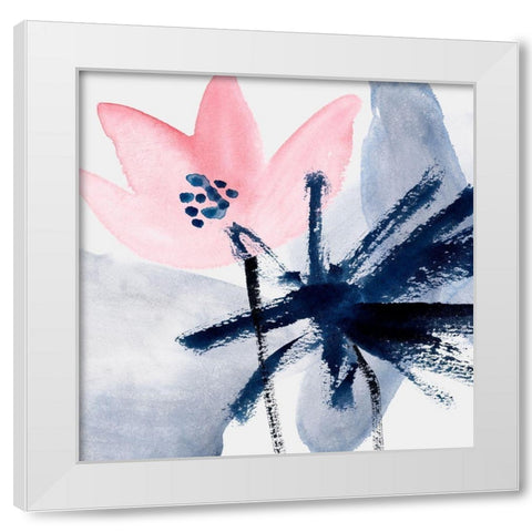 Pink Water Lilies IV White Modern Wood Framed Art Print by Wang, Melissa