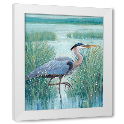 3-UP Wetland Heron I White Modern Wood Framed Art Print by OToole, Tim