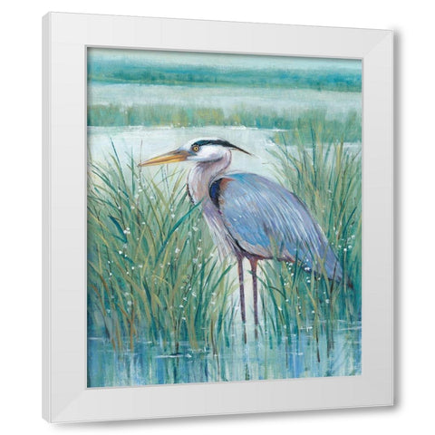 3-UP Wetland Heron II White Modern Wood Framed Art Print by OToole, Tim