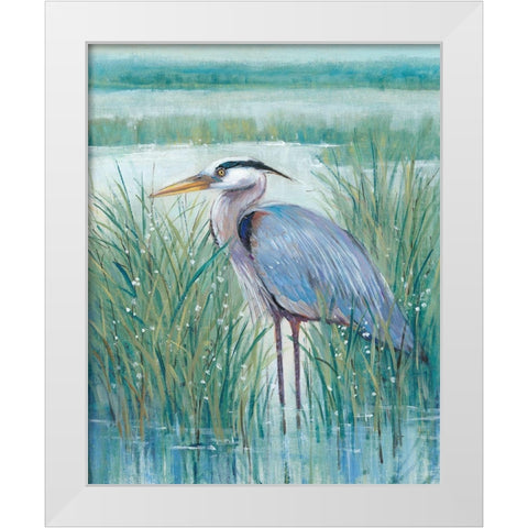 3-UP Wetland Heron II White Modern Wood Framed Art Print by OToole, Tim