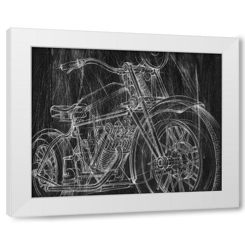 3-UP Motorcycle Mechanical Sketch I White Modern Wood Framed Art Print by Harper, Ethan