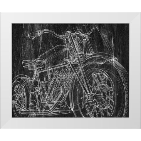 3-UP Motorcycle Mechanical Sketch I White Modern Wood Framed Art Print by Harper, Ethan