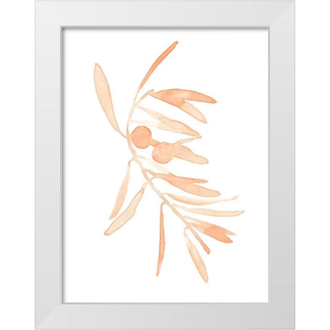 Blush Olive Branch I White Modern Wood Framed Art Print by Scarvey, Emma