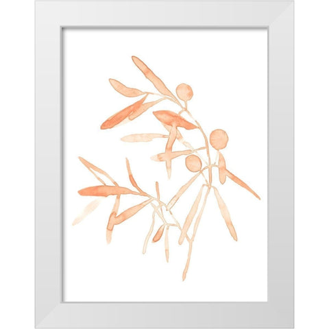 Blush Olive Branch IV White Modern Wood Framed Art Print by Scarvey, Emma