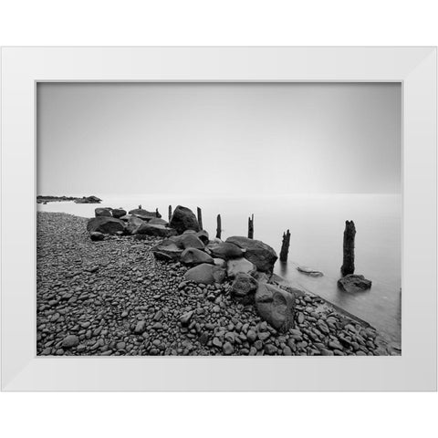 Black and White Water I White Modern Wood Framed Art Print by McLoughlin, James