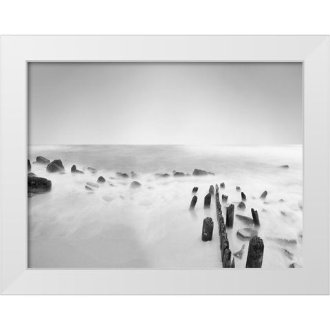 Black and White Water III White Modern Wood Framed Art Print by McLoughlin, James