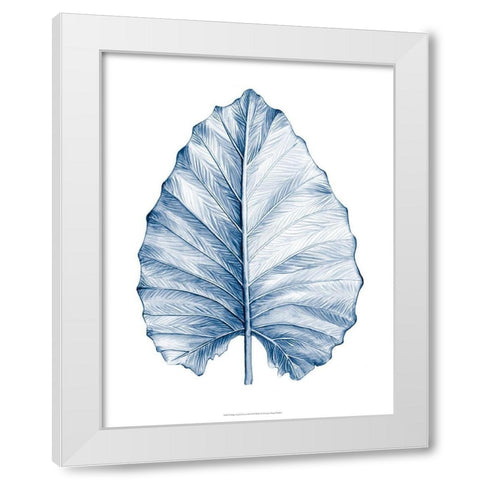 Indigo Tropical Leaves III White Modern Wood Framed Art Print by Meagher, Megan