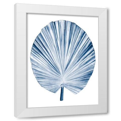 Indigo Tropical Leaves IV White Modern Wood Framed Art Print by Meagher, Megan