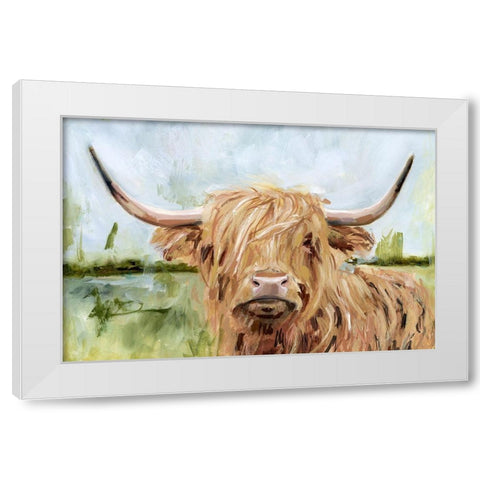 Custom Highland Grazer I White Modern Wood Framed Art Print by Borges, Victoria