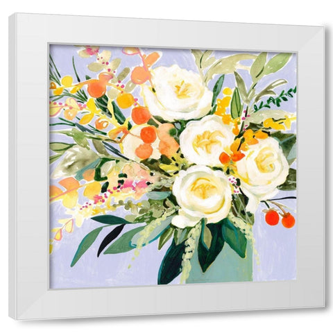 Garden Rose Bouquet I White Modern Wood Framed Art Print by Borges, Victoria