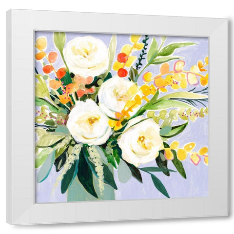 Garden Rose Bouquet II White Modern Wood Framed Art Print by Borges, Victoria