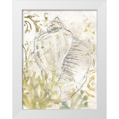 Verdant Shell Fresco I White Modern Wood Framed Art Print by Vess, June Erica