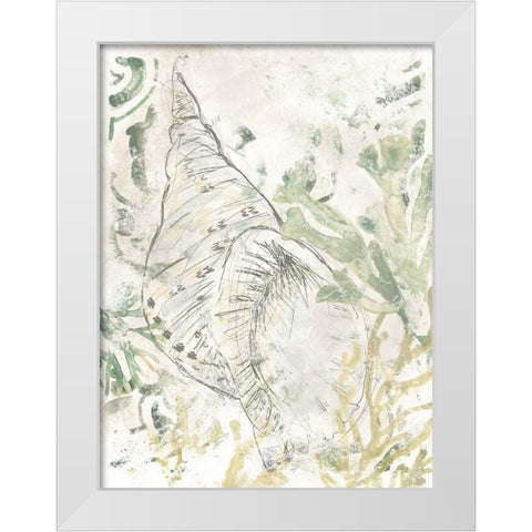 Verdant Shell Fresco II White Modern Wood Framed Art Print by Vess, June Erica