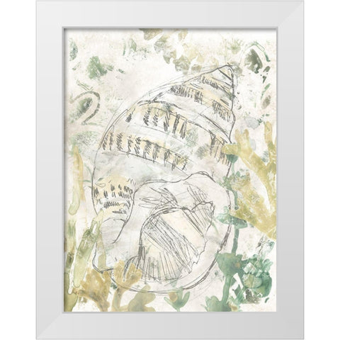 Verdant Shell Fresco III White Modern Wood Framed Art Print by Vess, June Erica