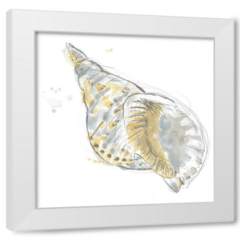 Citron Shell Sketch II White Modern Wood Framed Art Print by Vess, June Erica