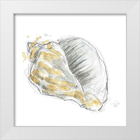 Citron Shell Sketch III White Modern Wood Framed Art Print by Vess, June Erica