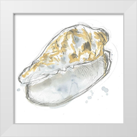 Citron Shell Sketch IV White Modern Wood Framed Art Print by Vess, June Erica