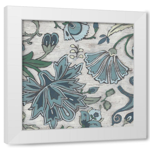 Blue Garden Chintz III White Modern Wood Framed Art Print by Vess, June Erica
