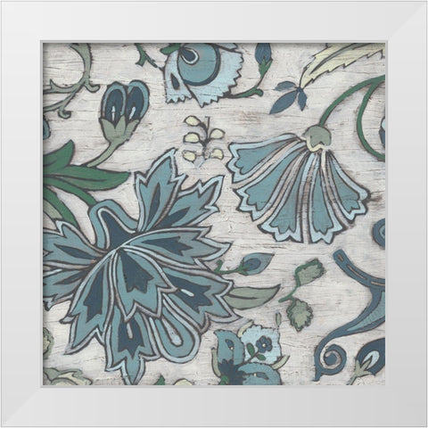 Blue Garden Chintz III White Modern Wood Framed Art Print by Vess, June Erica